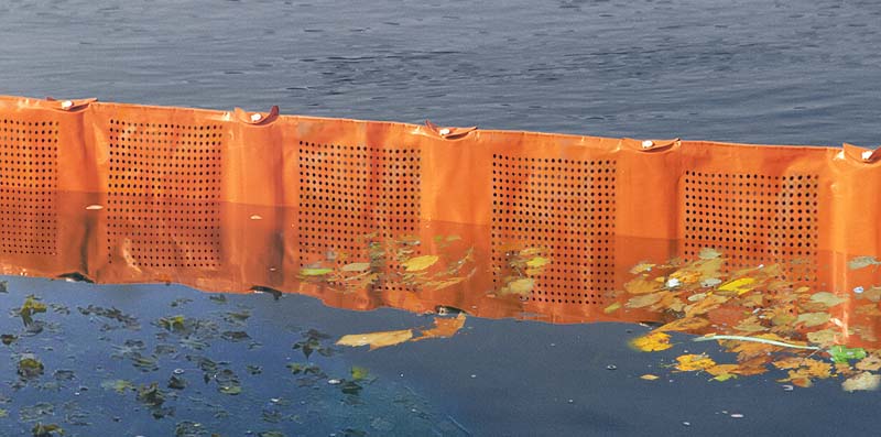 Flotsam barrier in the water